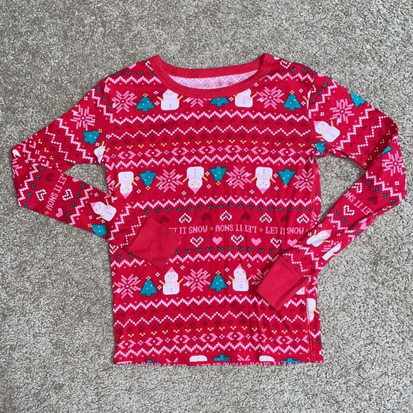 Cat & Jack kids red Christmas winter matching pajama set - Picture 5 of 7
